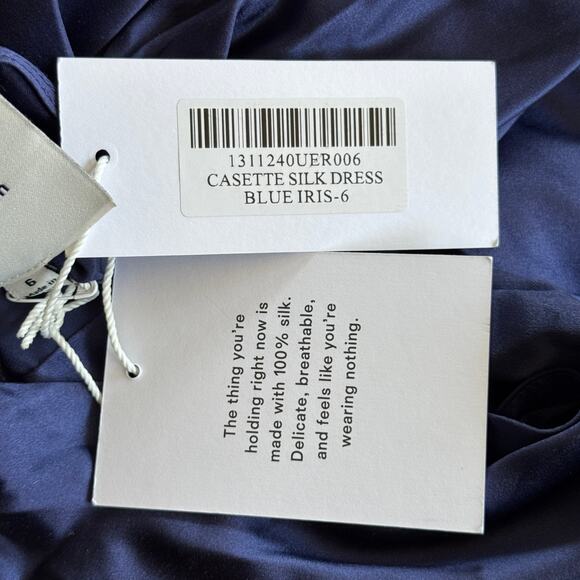 Reformation Casette Silk Midi Dress Blue Iris Size 6 NWT - Picture 7 of 9